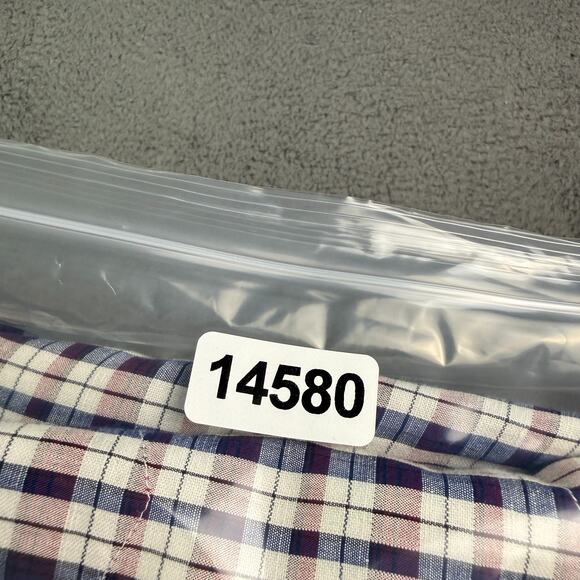 Brunello Cucinelli Button Shirt Mens M Purple Plaid Linen Blend Italy Dress - Picture 9 of 9